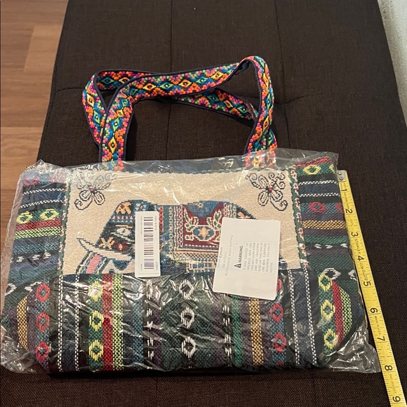 ( 0323) Colorful Elephant Embroidered Tote Bag - Picture 4 of 4